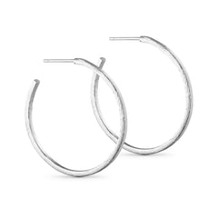 Medium brushed hoops silver 30mm