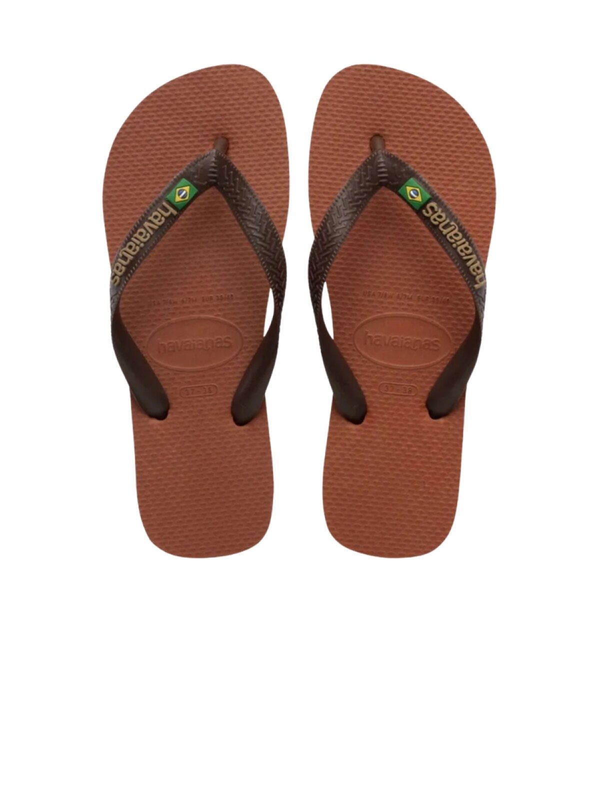 Hav Brasil Logo Flip Flops - Rust/Coffee