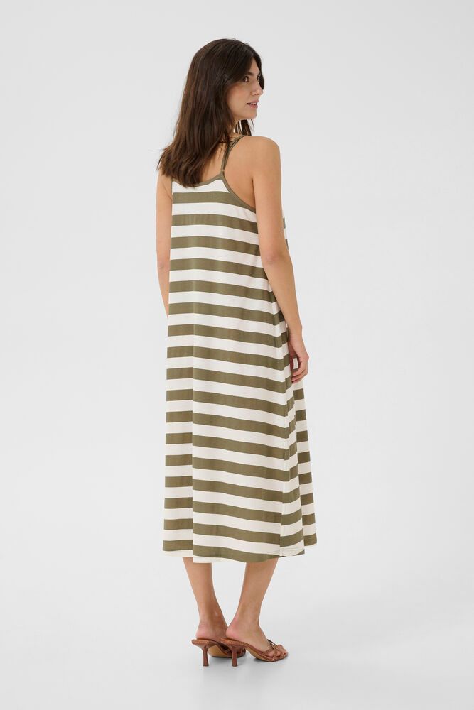 Benzo Deia Strap Dress - Dusky Green/White Stripe