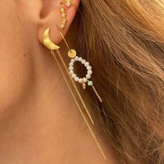 Bella moon earring with long chains