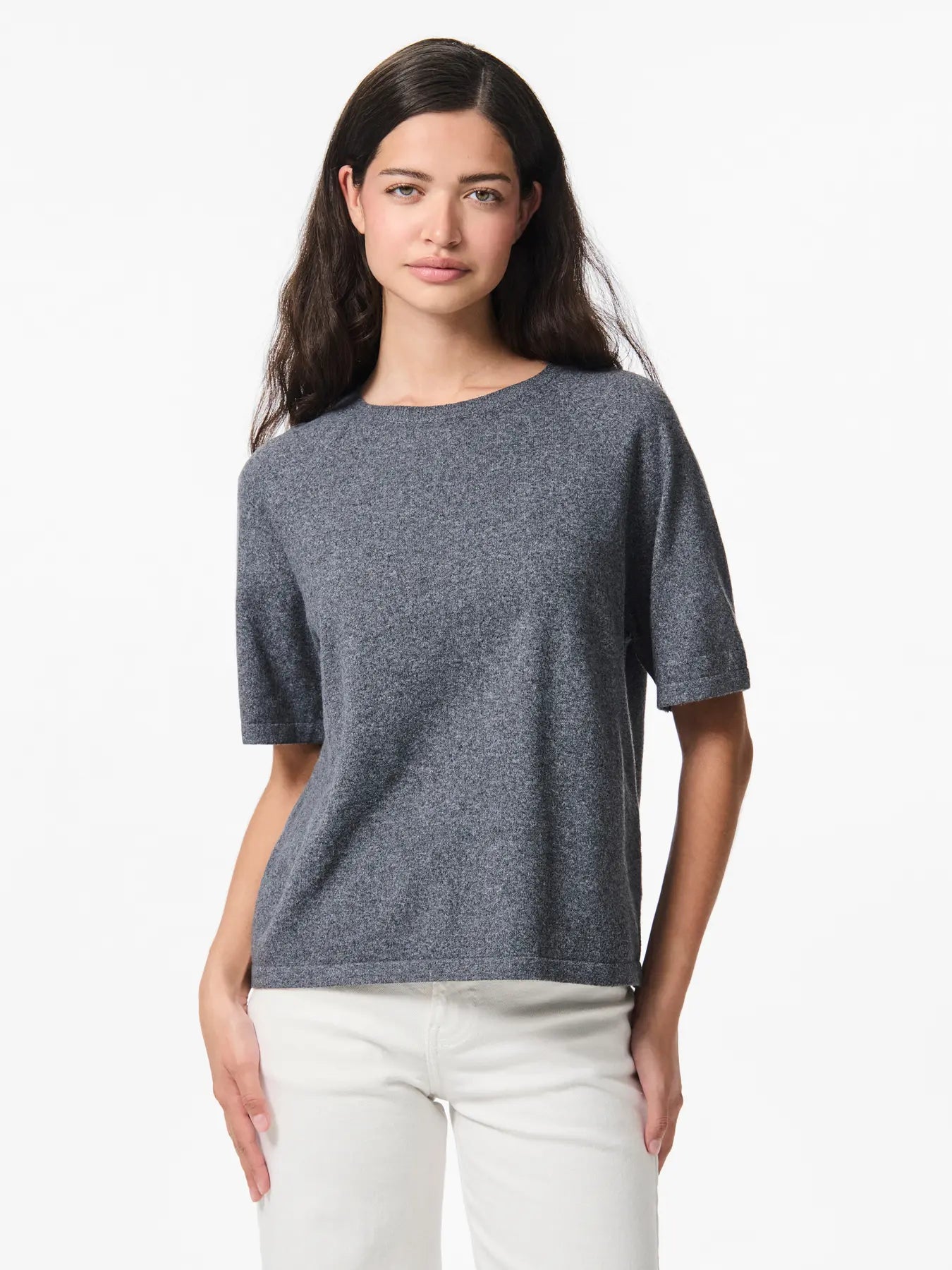 BREE O-NECK KNIT - Dark Grey Melange
