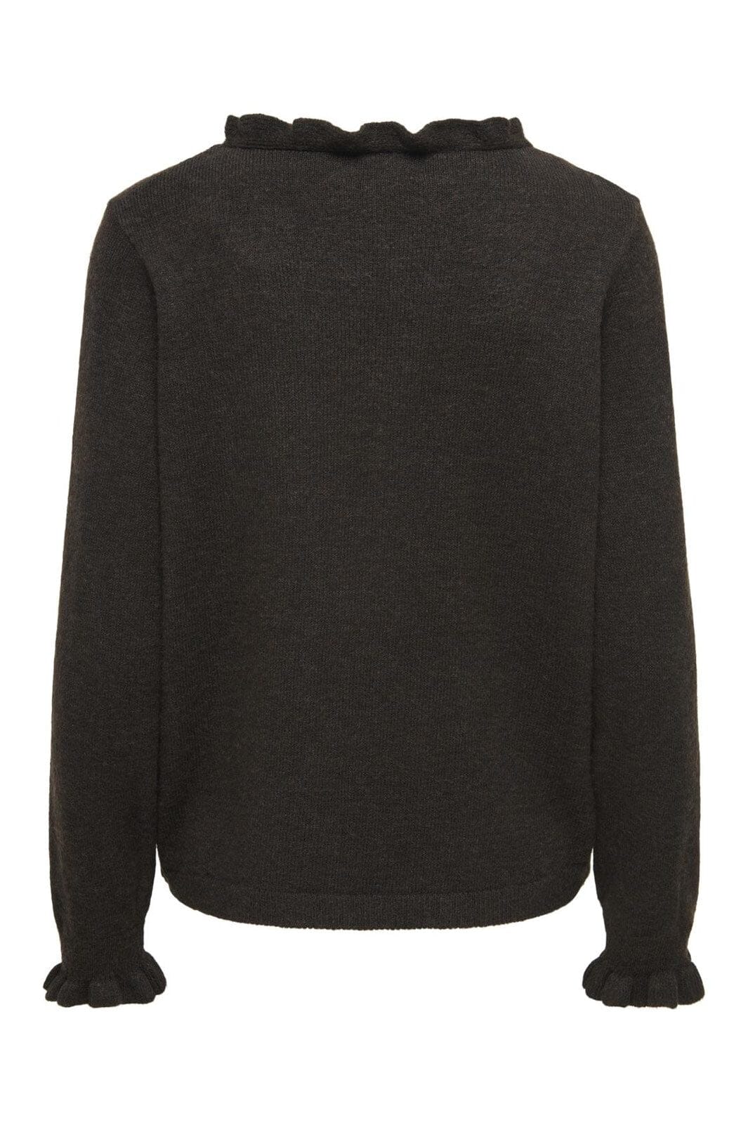LETTY V-NECK FRILL PULLOVER - Chocolate Torte MELANGE