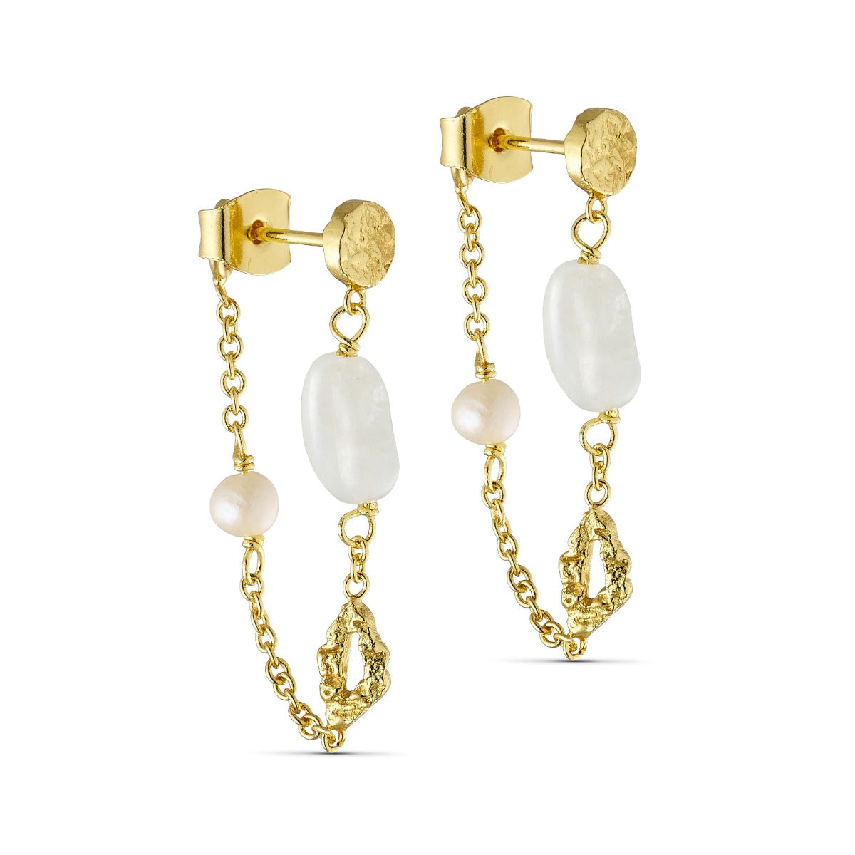 Pure by nat chain earring with rose pearls