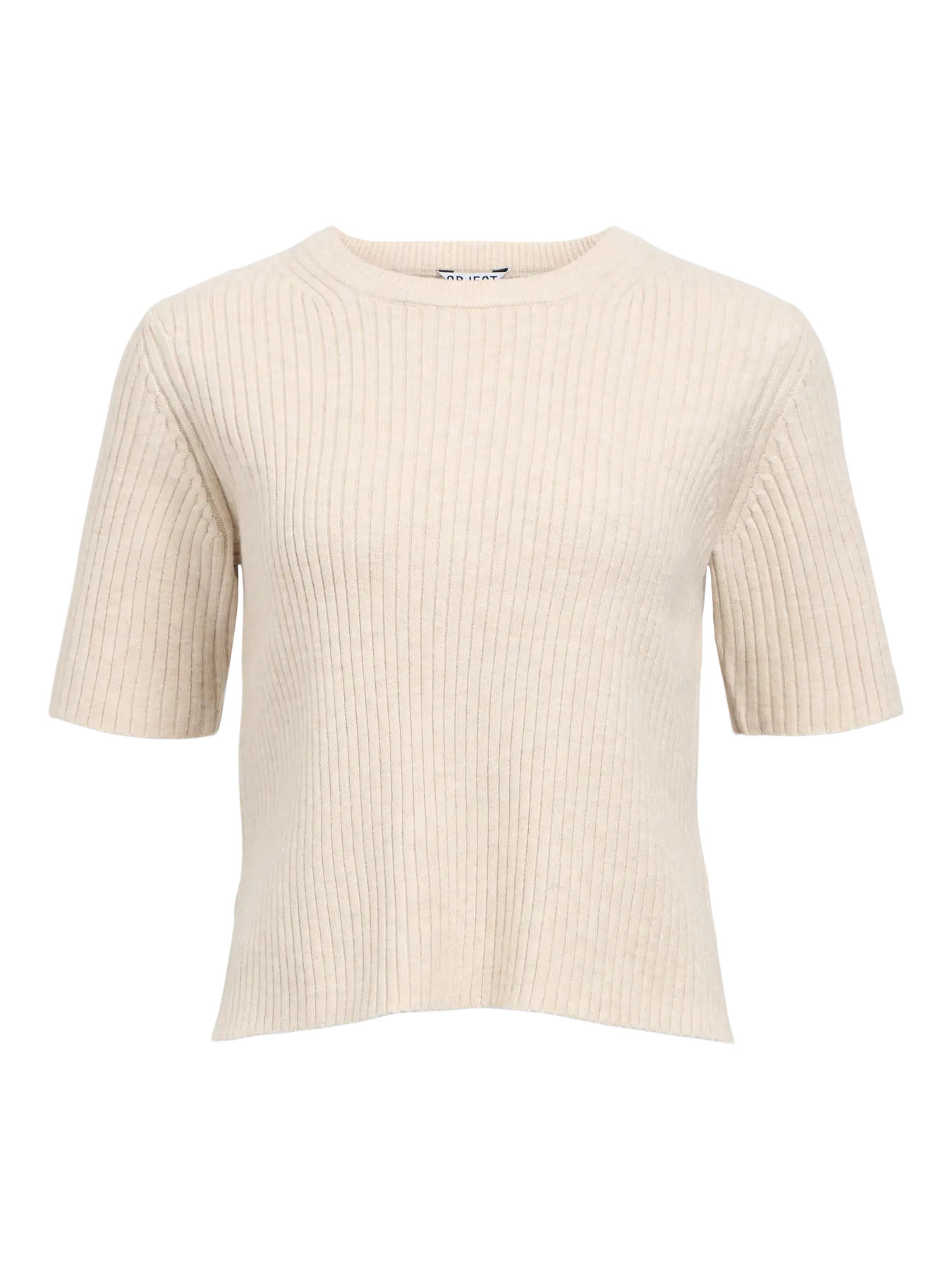 ELVA O-NECK KNIT - Humus White sand melange