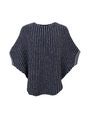 Pella striped poncho navy grey