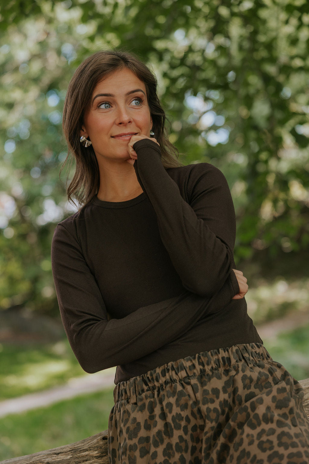 Everyday Basic LS Blouse - Dark Brown