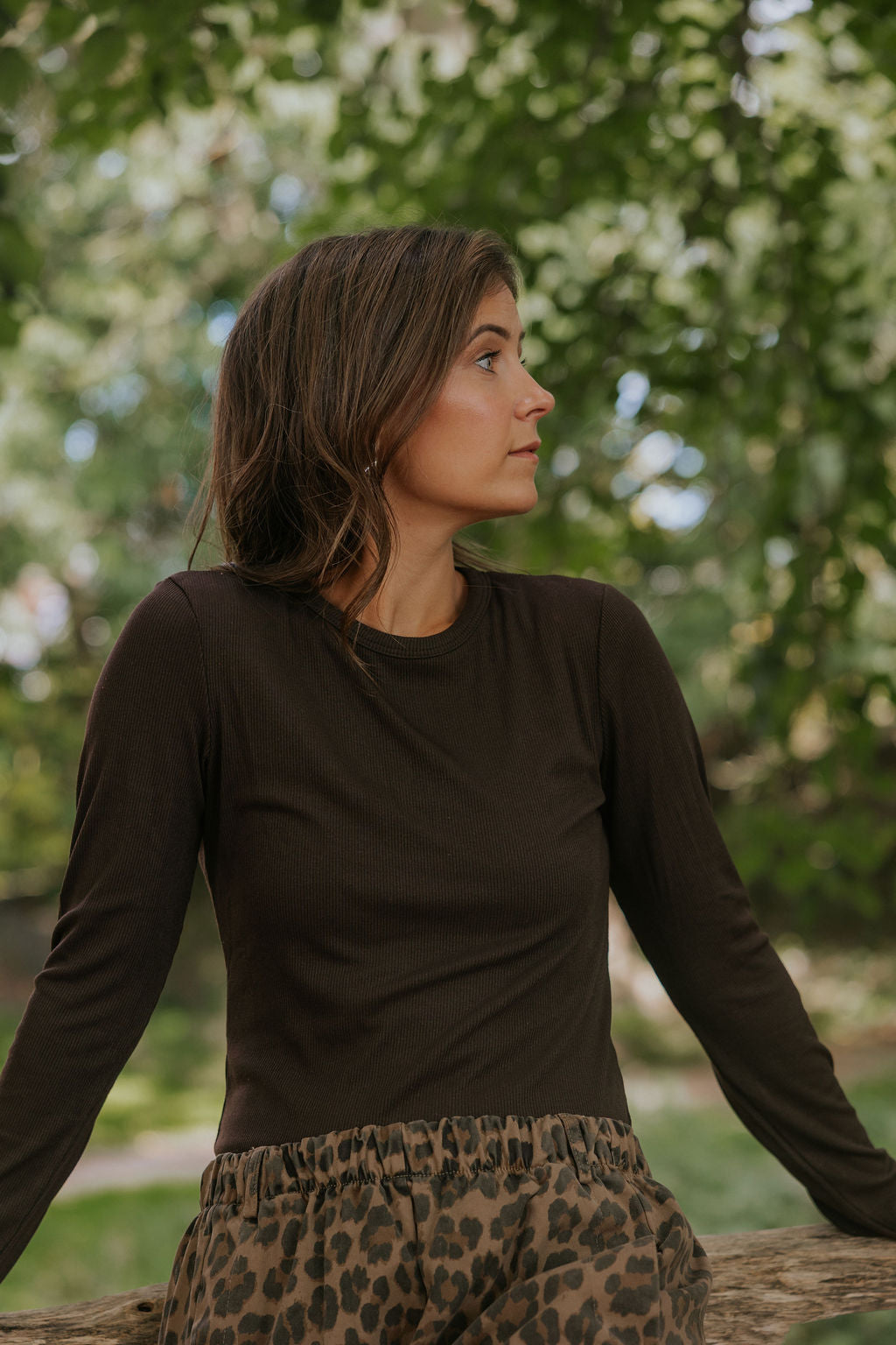 Everyday Basic LS Blouse - Dark Brown
