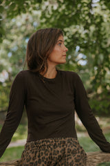 Everyday Basic LS Blouse - Dark Brown
