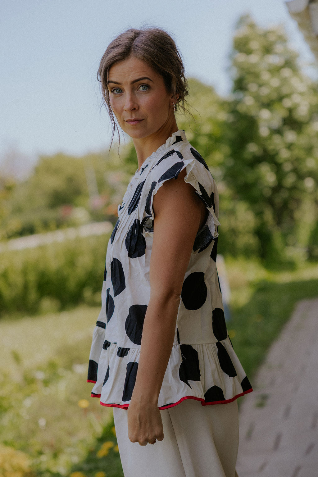 Ciamia Blouse - White/Black/Red