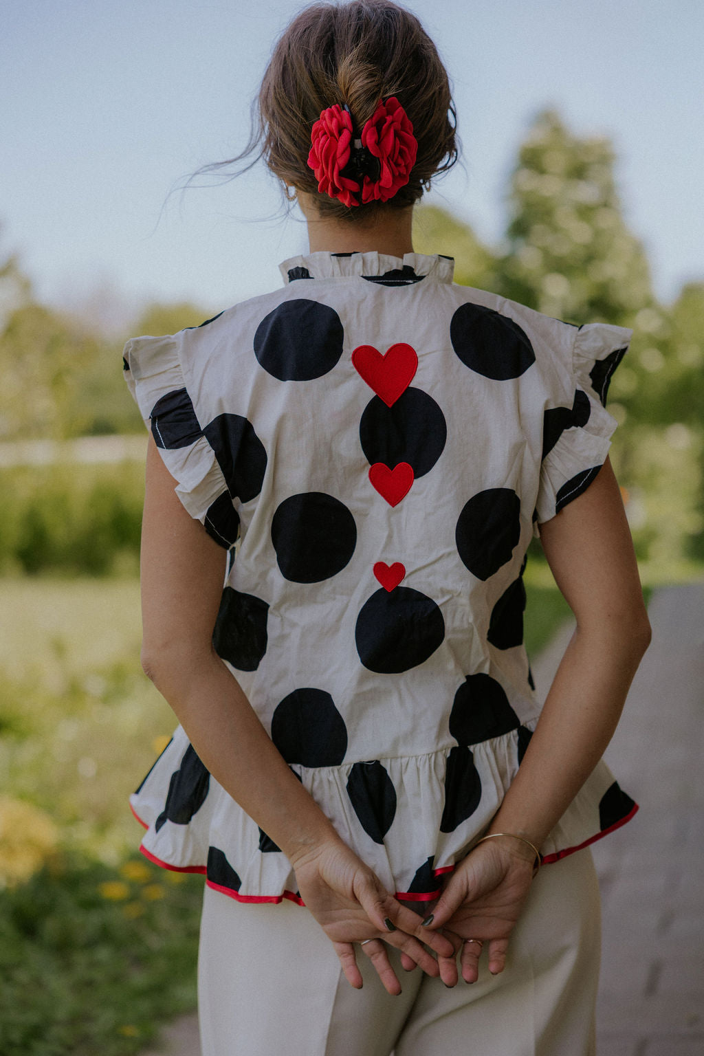 Ciamia Blouse - White/Black/Red