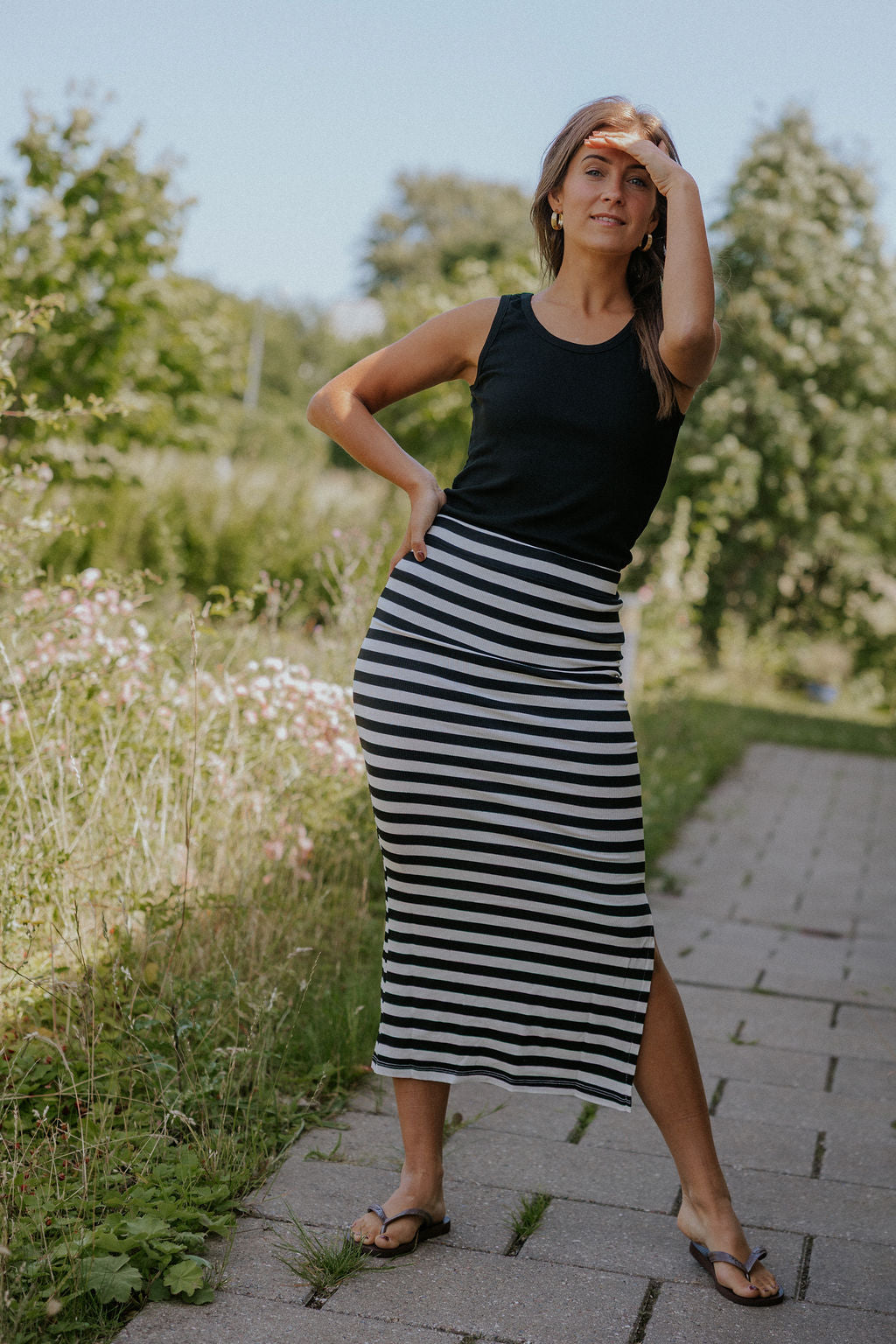 PREORDER-Everyday stripe Skirt - White/Black
