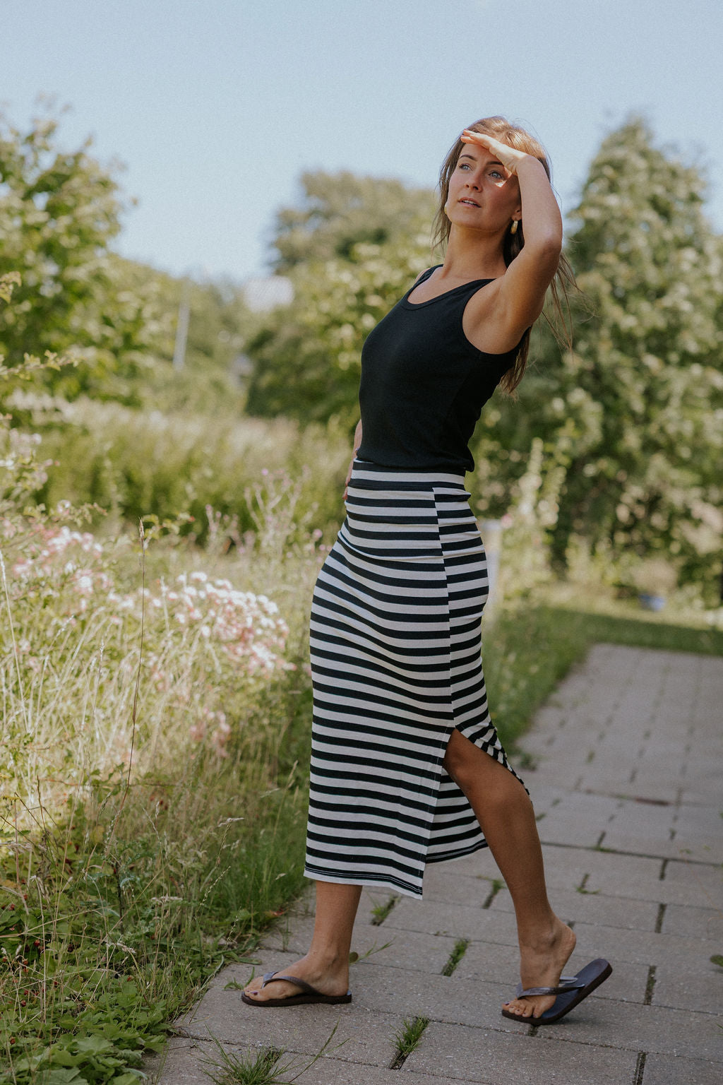 PREORDER-Everyday stripe Skirt - White/Black
