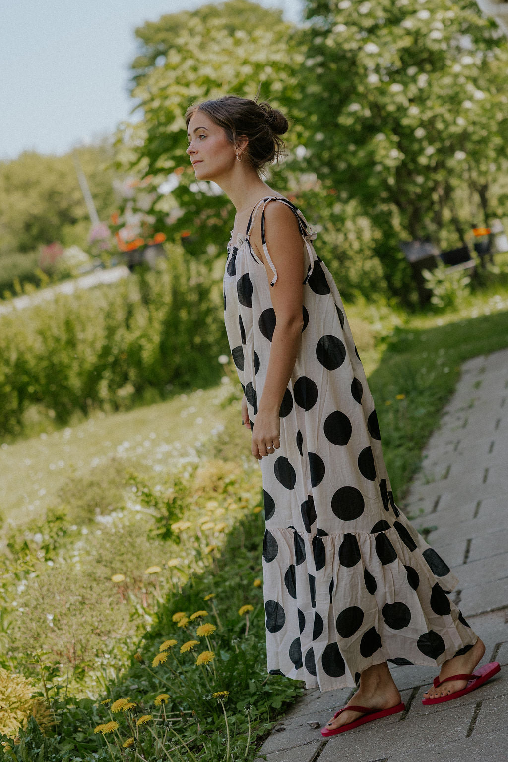 Polka Dot Dress - Off White/Black