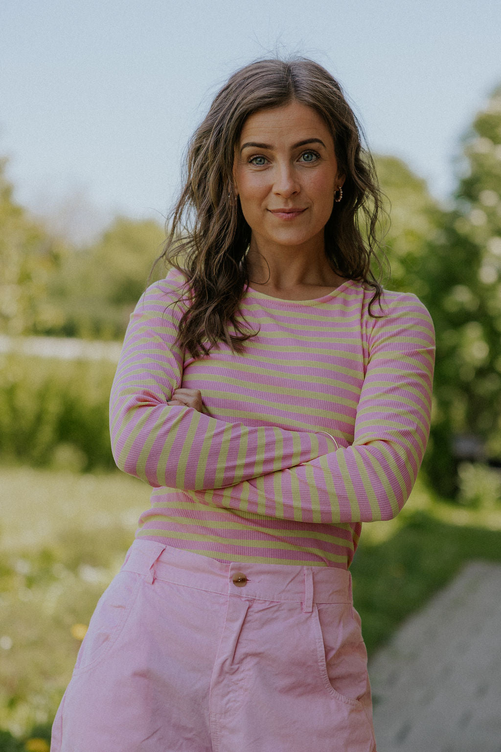 Everyday Stripes LS Blouse - Pink/Yellow