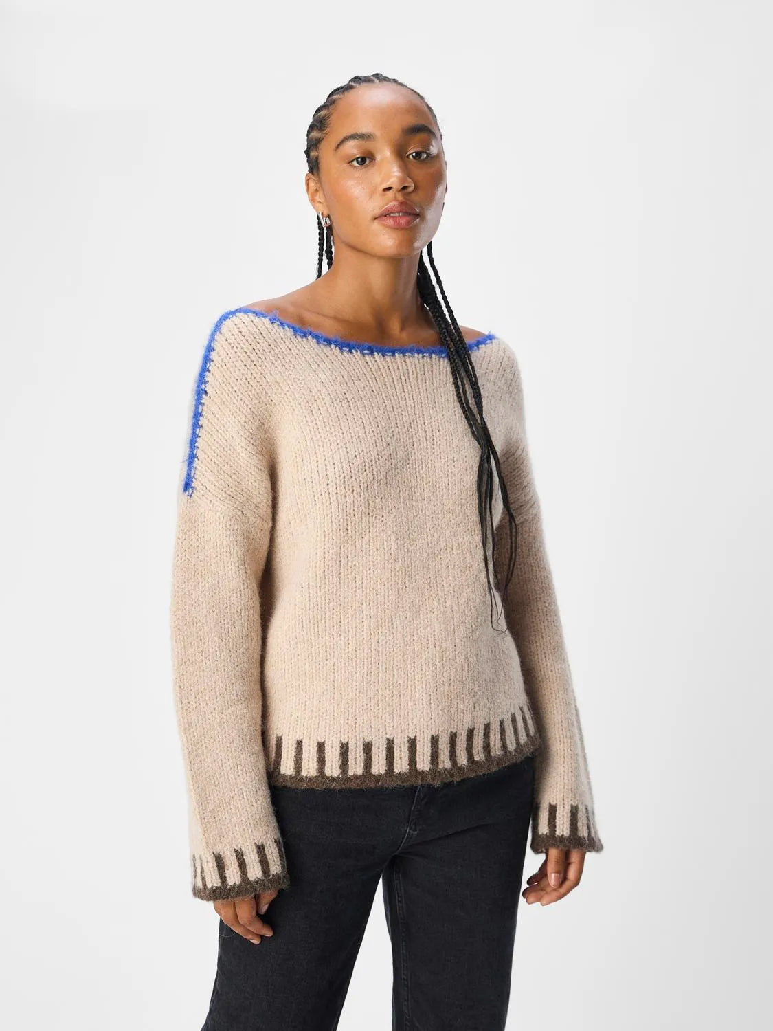 Tallira L/S knit pullover white sand