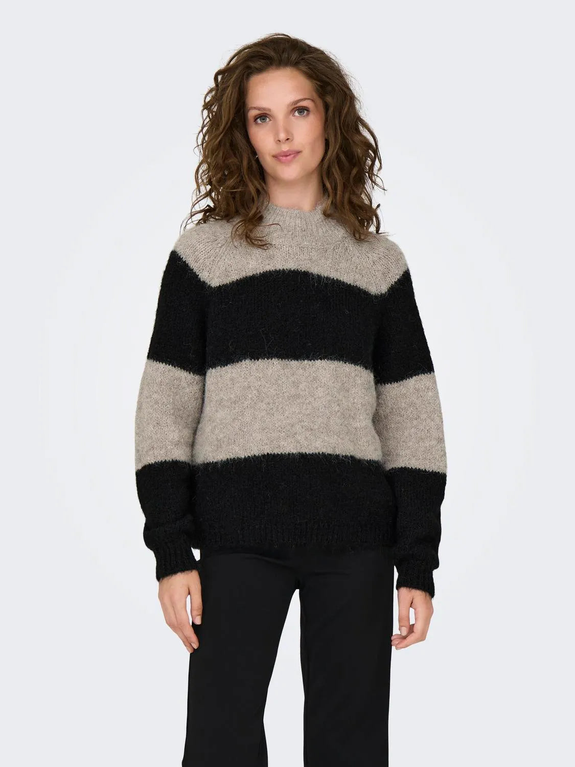 Zoey life L/S raglan knit chateau gray/stripes black