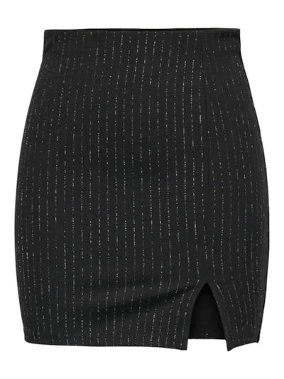 Mary lurex mini skirt black silver pinstripe