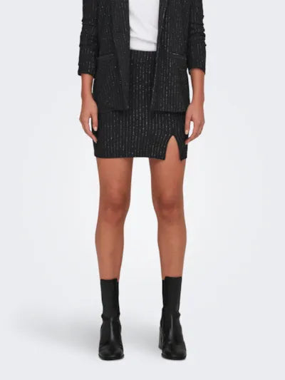 Mary lurex mini skirt black silver pinstripe