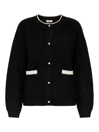 Lumi life o-neck cardigan knit black