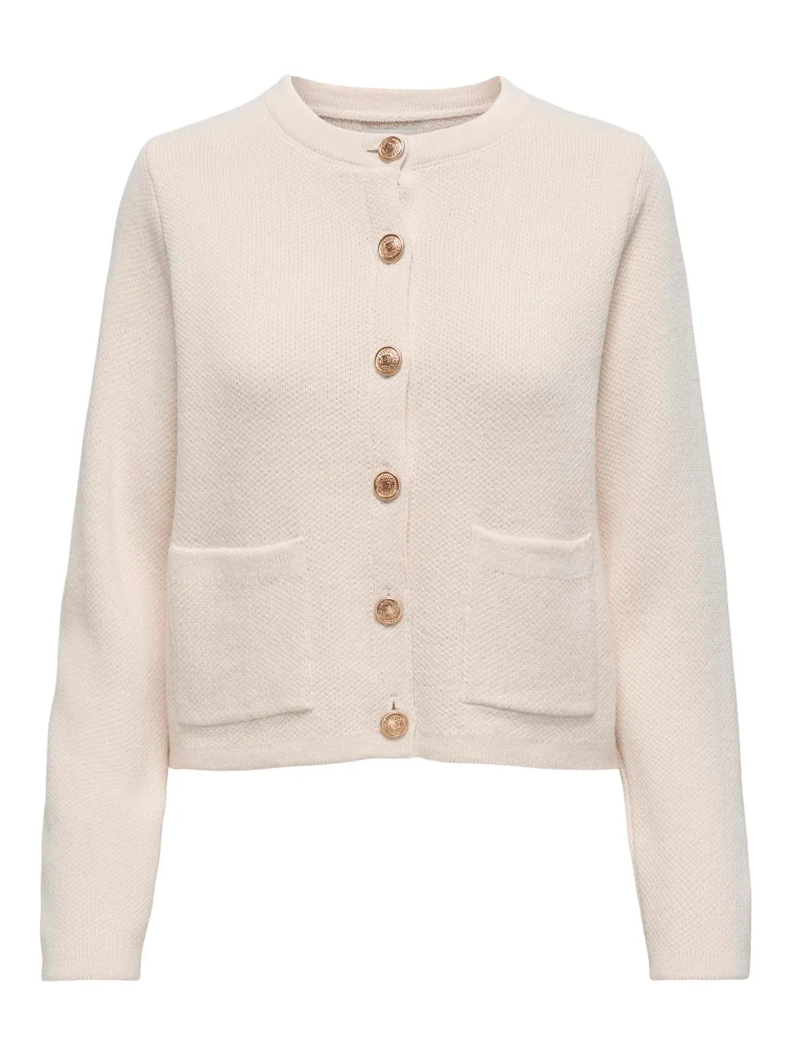 Kim O-neck button cardigan knit egret