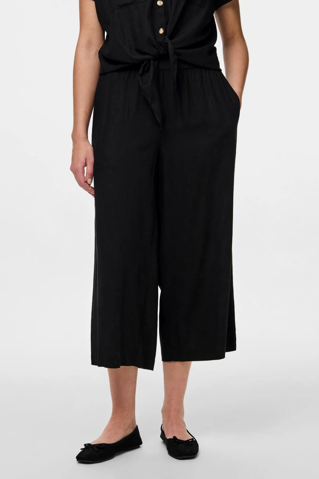 Pia wide culotte pants black