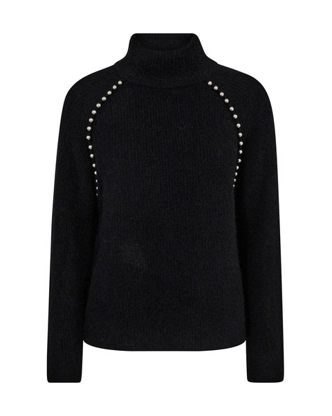 Zora bead highneck knit black