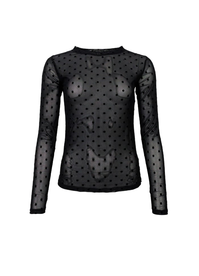 Jennie dotted mesh blouse black