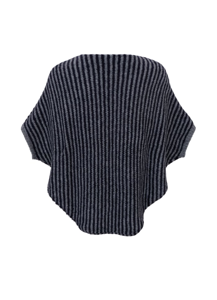 Pella striped poncho navy grey