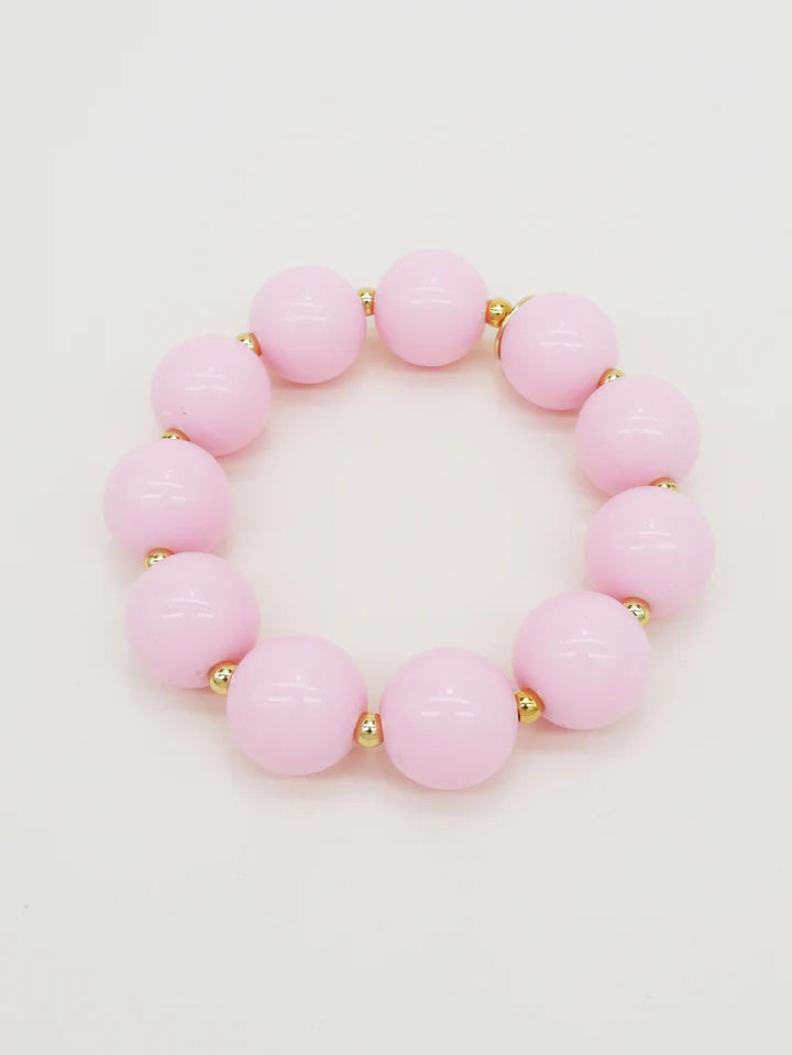 Colored & Gold Round Pearls Bracelet - Light Pink