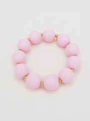 Colored & Gold Round Pearls Bracelet - Light Pink