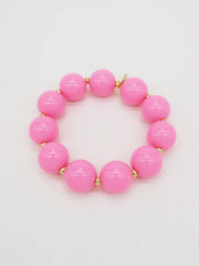 Colored & Gold Round Pearls Bracelet - Fuschia