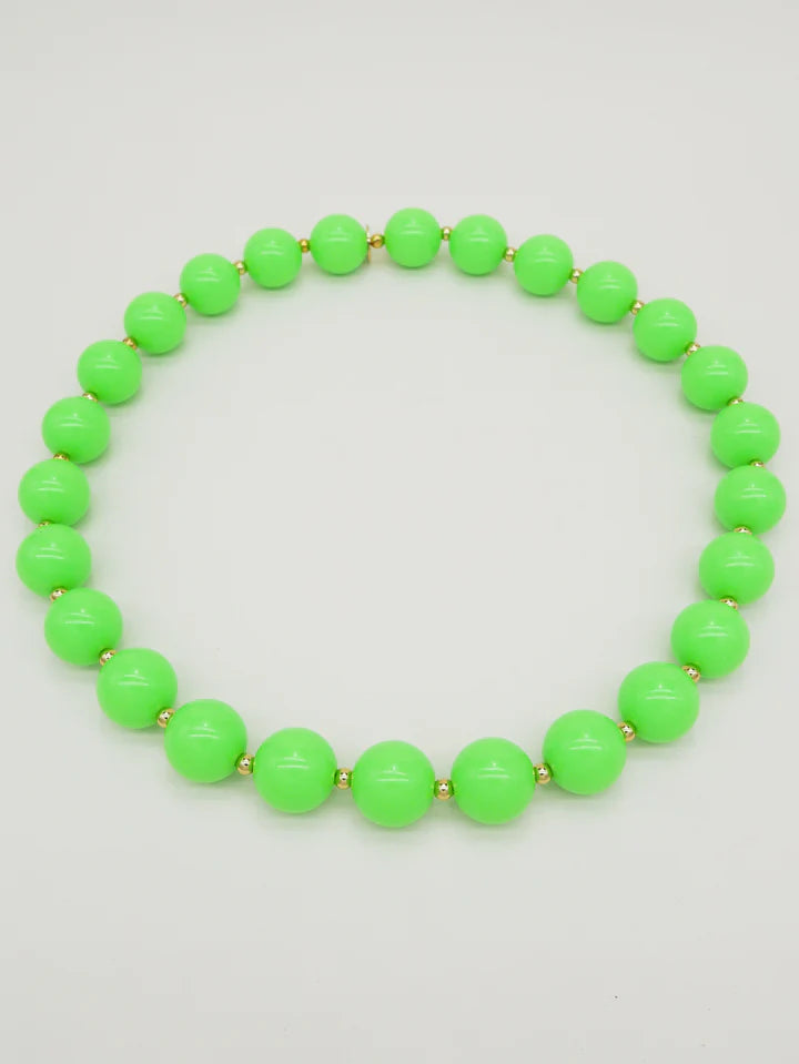 Colored & Gold Round Pearls Necklace - Green