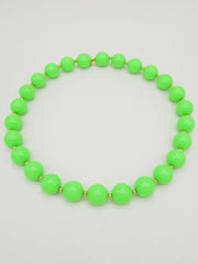 Colored & Gold Round Pearls Necklace - Green