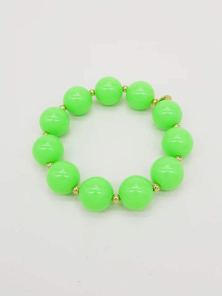 Colored & Gold Round Pearls Bracelet - Green
