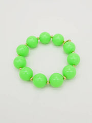 Colored & Gold Round Pearls Bracelet - Green