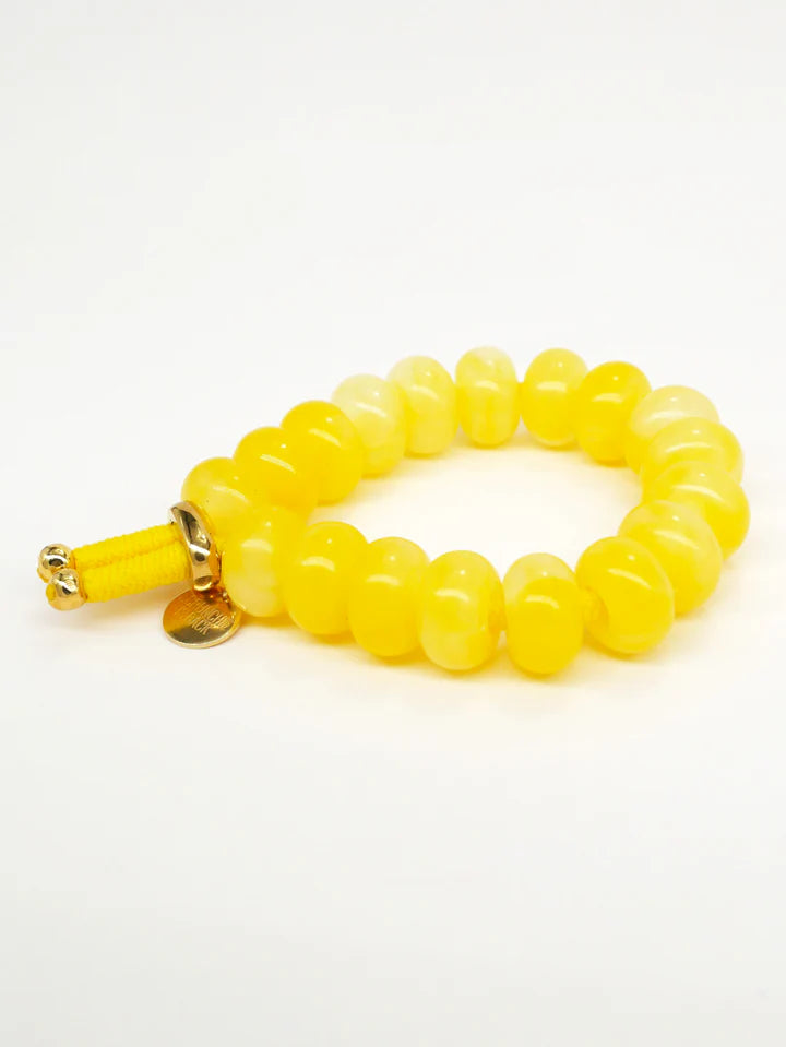 Colored elastic and donut beads - Yellow