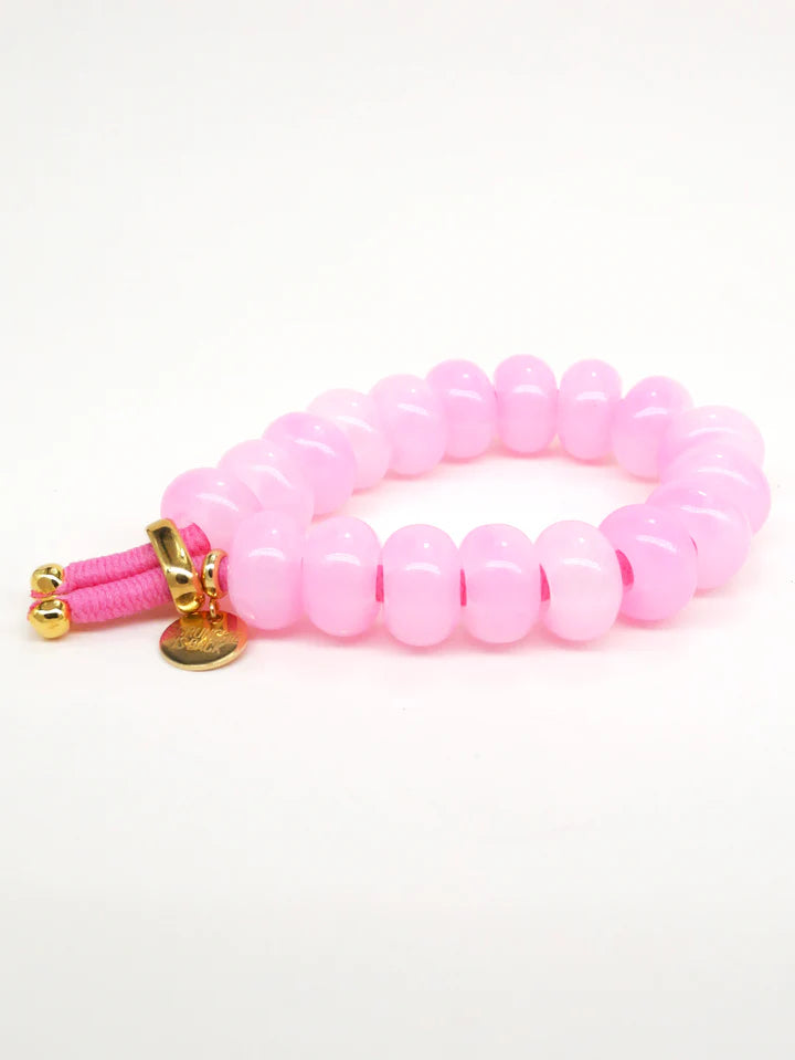 Colored elastic and donut beads - Pink