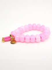 Colored elastic and donut beads - Pink