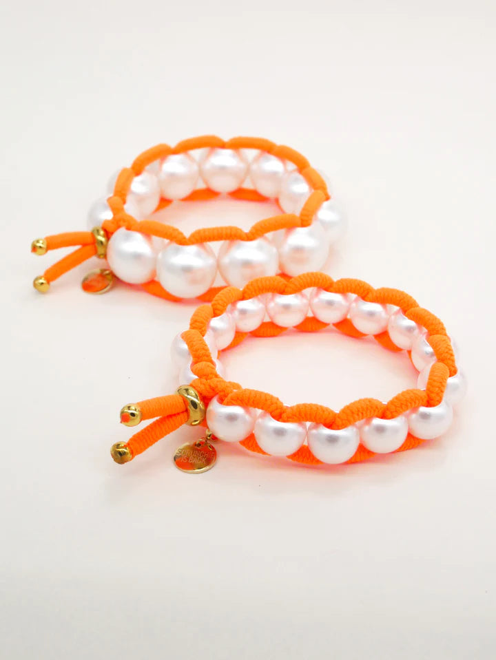 Colored Elastic & Shell Pearls BIG - Orange