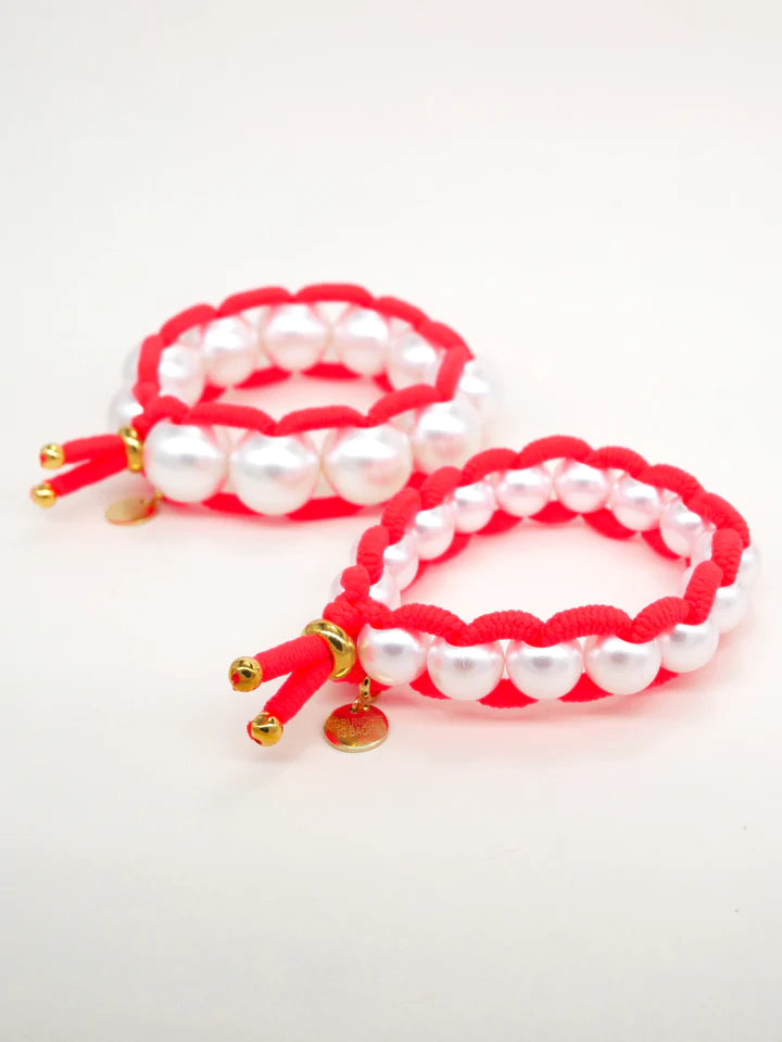 Colored Elastic & Shell Pearls BIG - Coral