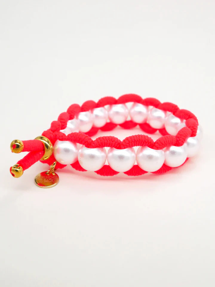 Colored Elastic & Shell Pearls SMALL - Coral