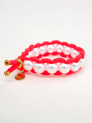 Colored Elastic & Shell Pearls SMALL - Coral