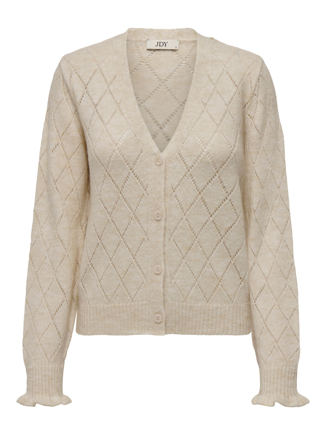 Letty L/S v-neck structure cardigan whitecap gray