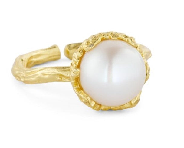 Pure by nat Ring w. large white natural stone