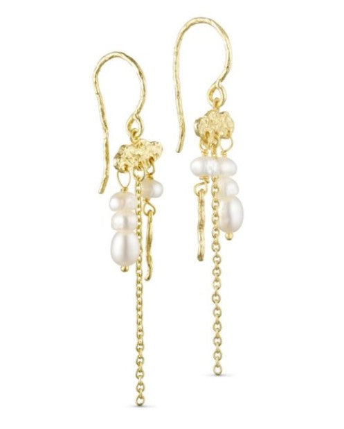 Pure by nat chain earrings w. white pearls