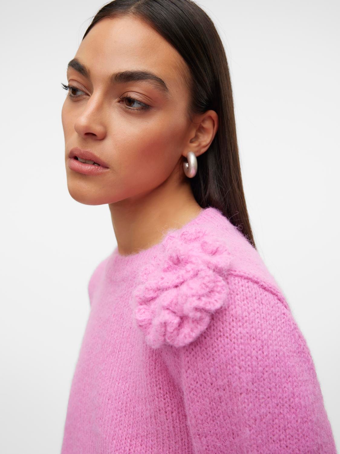 Adia o-neck flower pullover fuchsia pink