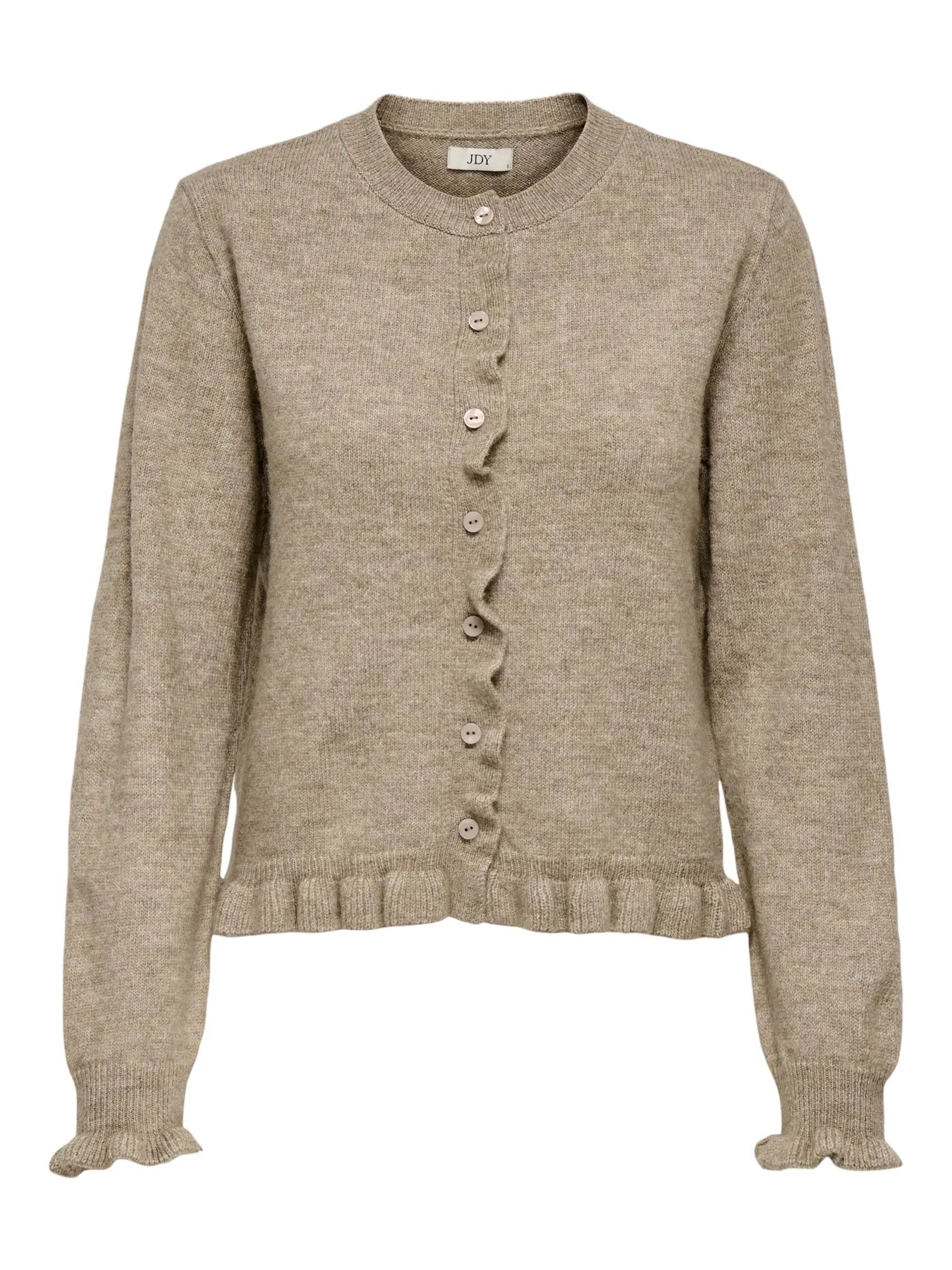 LETTY FRILL CARDIGAN - Greige/MELANGE