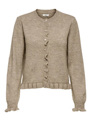 LETTY FRILL CARDIGAN - Greige/MELANGE