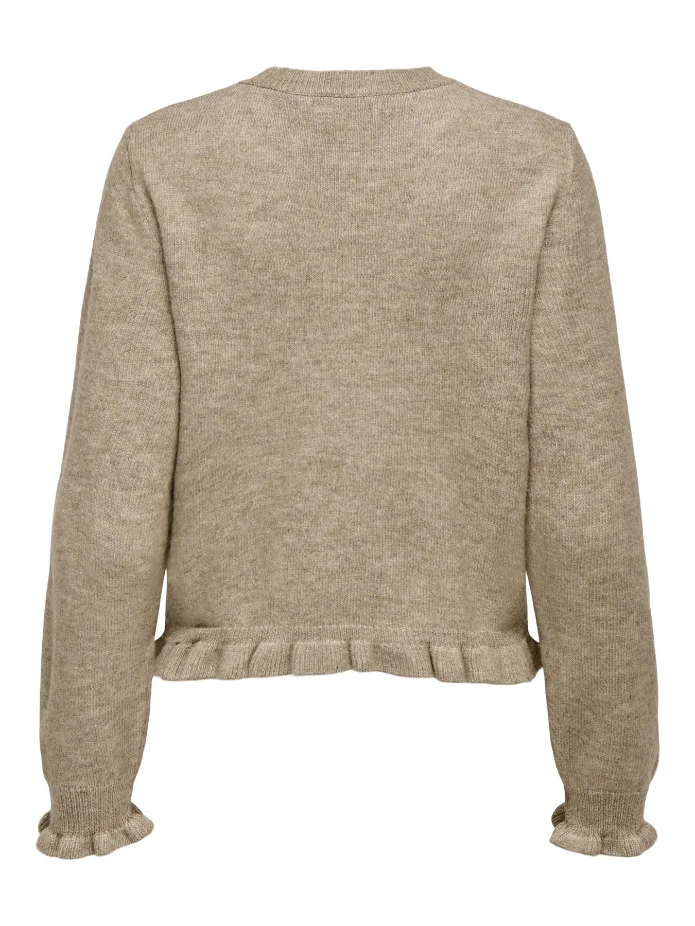 LETTY FRILL CARDIGAN - Greige/MELANGE