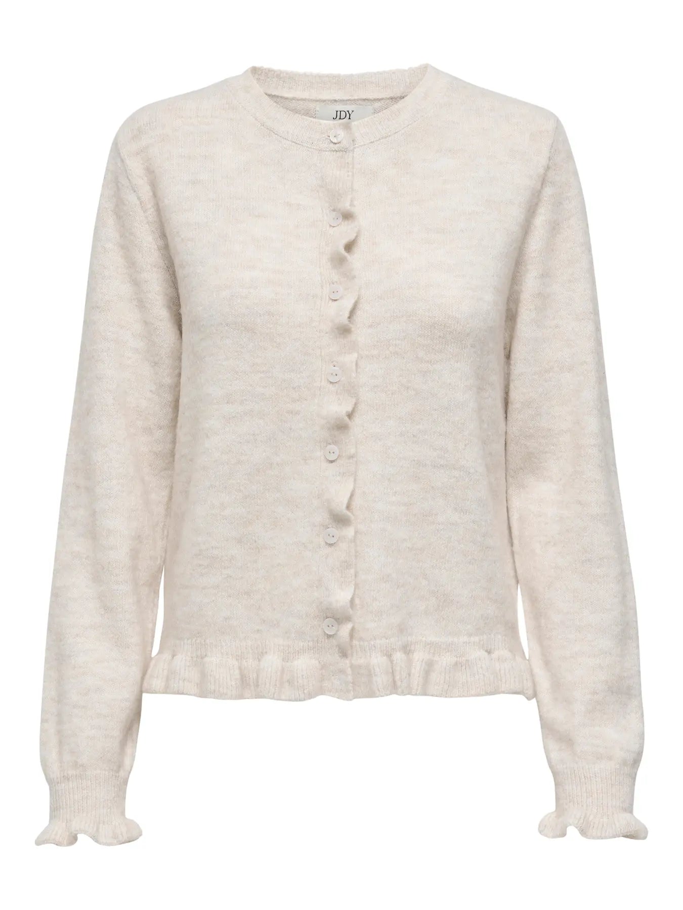 Letty on frill cardigan knit light birch melange